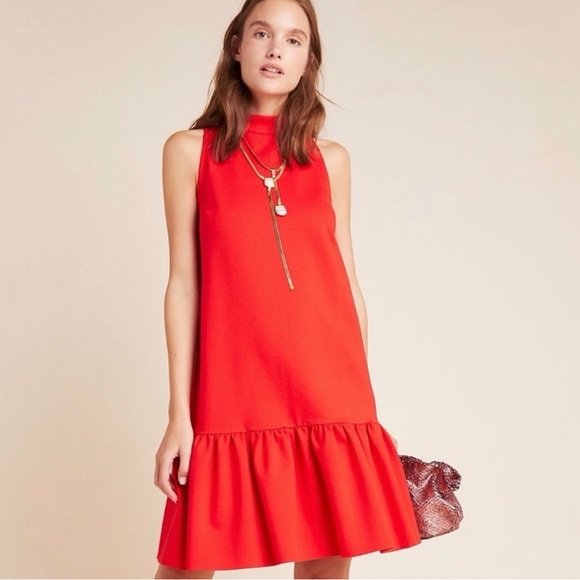 Anthropologie Vibrant Red Mini Dress - Picture 3 of 6